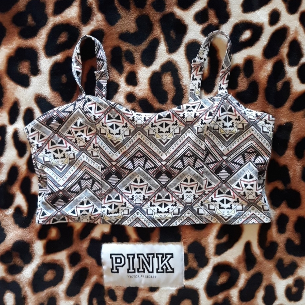 Vs pink strappy crop top/bralette Aztec